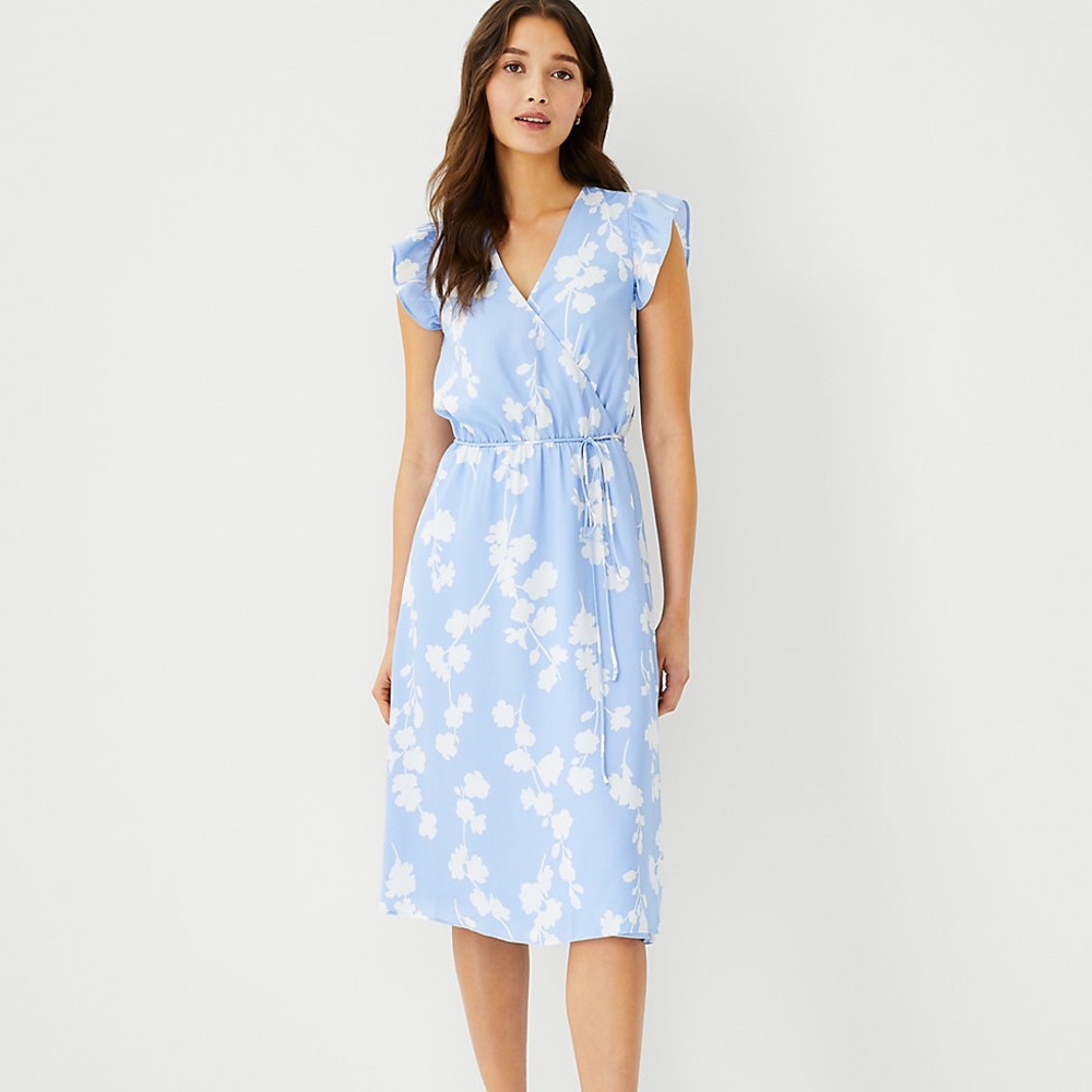 Ann Taylor Flutter sleeve wrap dress